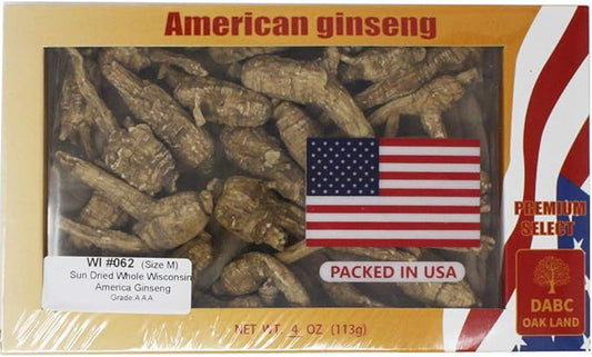 Hand-Selected American Wisconsin Farmed Ginseng Root 美国威斯康辛州 长枝西洋参 花旗参 | Cultivated Wisconsin American Ginseng (Medium 4oz/Box)