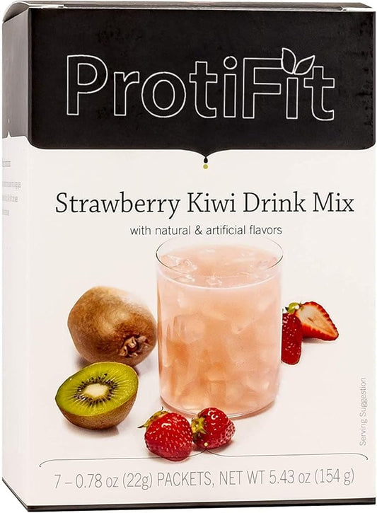 High Protein Fruit Flavored Powder Drink Mix, 15g Protein, Low Calorie, Sugar Free, Ideal Protein Compatible, 7 Servings Per Box (Strawberry Kiwi)