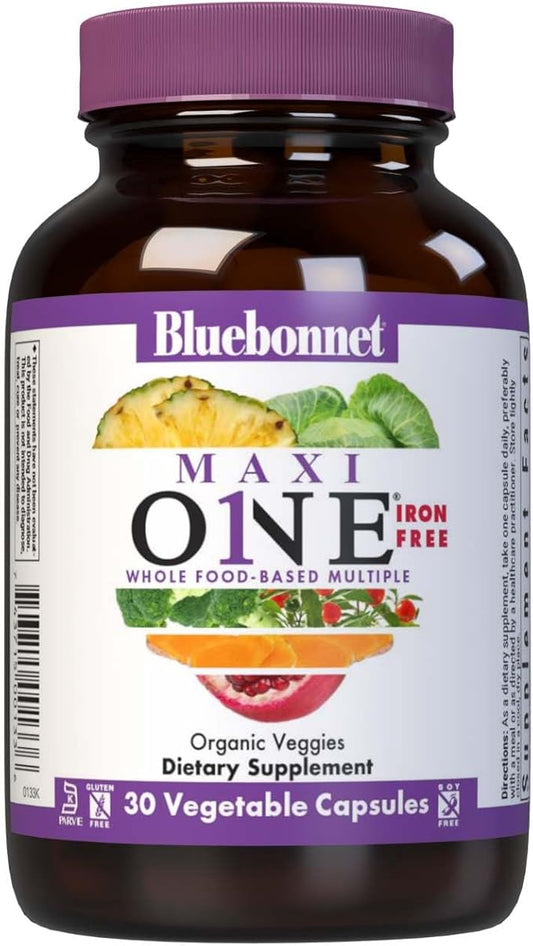 Bluebonnet Nutrition Maxi One Whole Food Multiple, Enzymes, Energy, Vitality, Gluten, Kosher, Soy & Dairy-Free, Vegetarian Friendly, Non-GMO, 30 Count