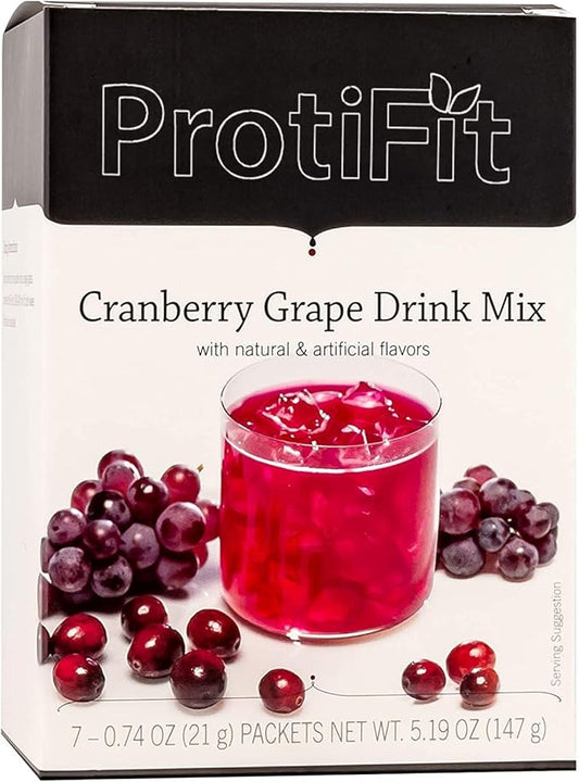 High Protein Fruit Flavored Powder Drink Mix, 15g Protein, Low Calorie, Sugar Free, Ideal Protein Compatible, 7 Servings Per Box (Cranberry Grape)