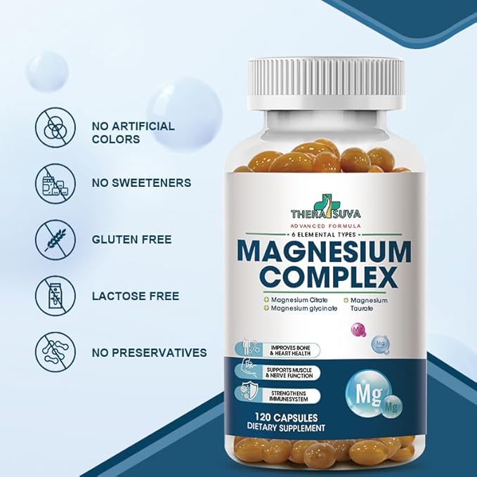 High Absorption Magnesium Complex | 6 Element Magnesium Complex for Muscle, Bone & Nerve Health - 120 Softgel Capsules, 60 Day Supply
