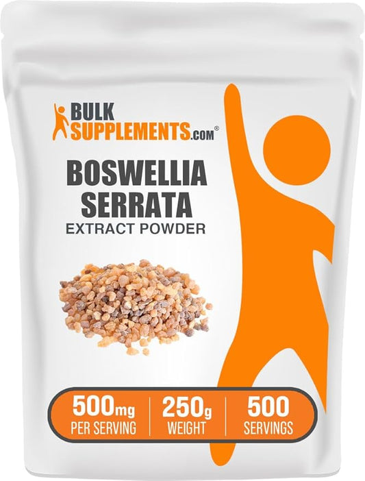 BulkSupplements.com Boswellia Serrata Extract Powder - Boswellia Supplement, from Frankincense Resin - Vegan & Gluten Free, 500mg per Serving, 250g (8.8 oz) (Pack of 1)