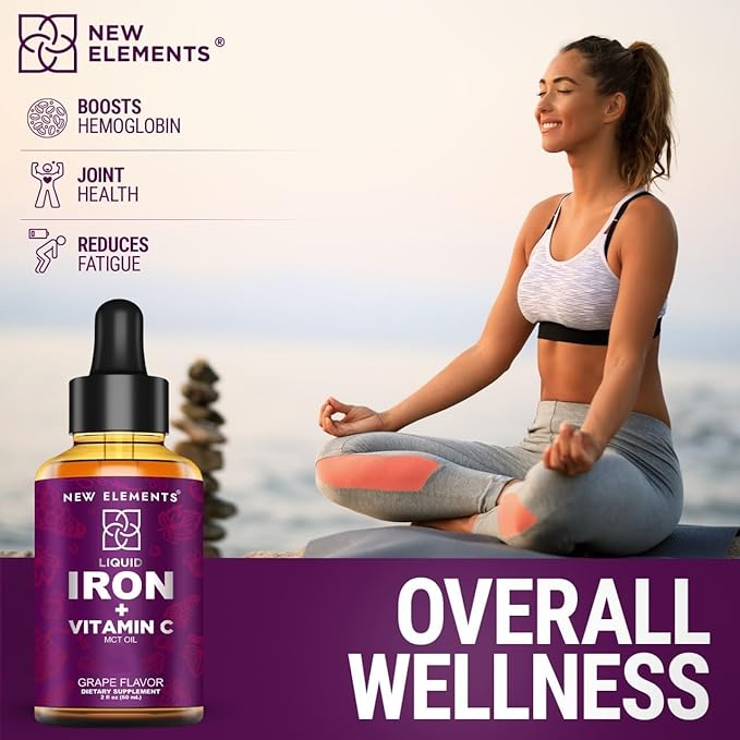 [2 𝐏𝐚𝐜𝐤] Liquid Iron Supplement with Vitamin C – 18mg Iron & 50mg Vitamin C for Anemia Support – Blood Builder Drops for Women & Men – Fast Absorption, Boosts Energy & Immunity – Vegan, Non-GMO