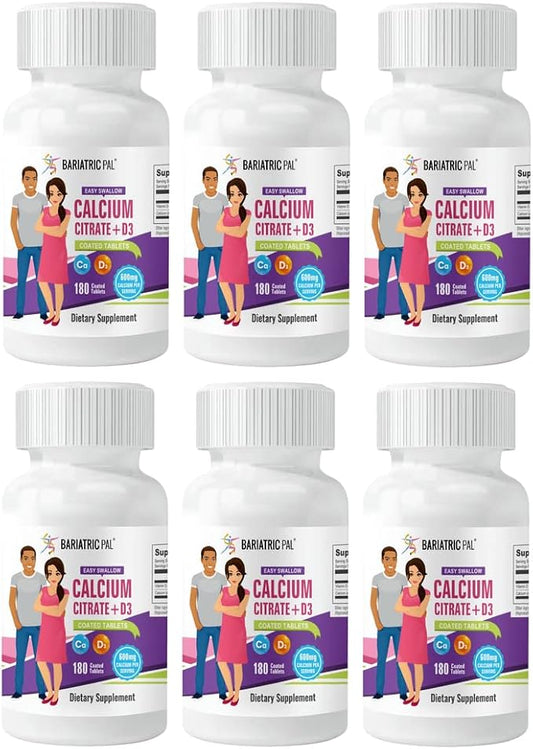 BariatricPal Easy Swallow Calcium Citrate (600mg) and D3 Coated Tablets (180-Day Supply)