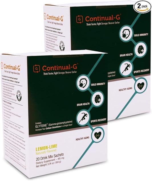 CONTINUAL - G Powder - Clinically Proven Cellular Glutathione Precursor | Benefit of Glyteine & Sunfiber | Immune Support, Master Antioxidant, Detox, Brain Health & Skin Care | 40 Sachets