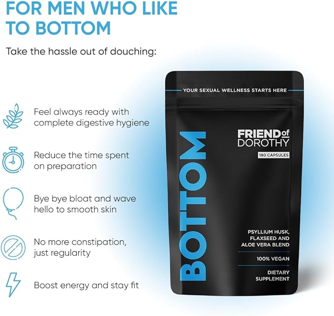 Bottom Fiber Supplement for Effortless Prep Time - Helps Promote Digestive Regularity - Psyllium Husk Based - for Men Who Bottom, 120 Capsules