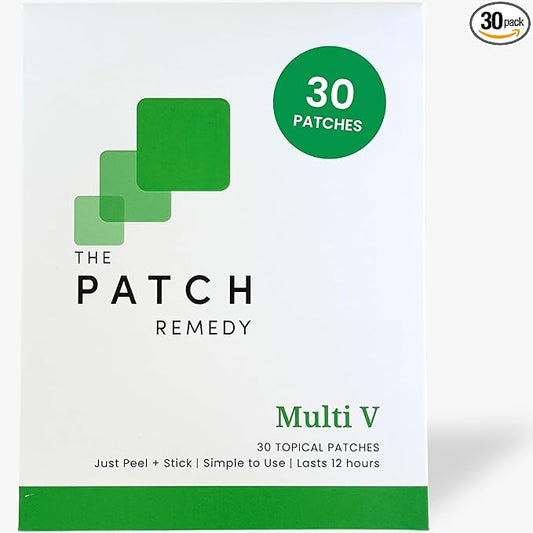 Multi V Patches - Topical Multi Plus Blend with D3, K2, Magnesium Chloride, Zinc, Liposomal C, Potassium, Iodide, Biotin Plus More | Nutrient Patch for Women & Men