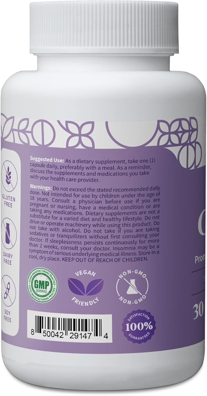 Pattern Wellness Sleep Complex Supplement - Deep, Slow-Wave Sleep - Mood & Stress Support - Natural Sleep Aid - 30 Vegetarian Capsules