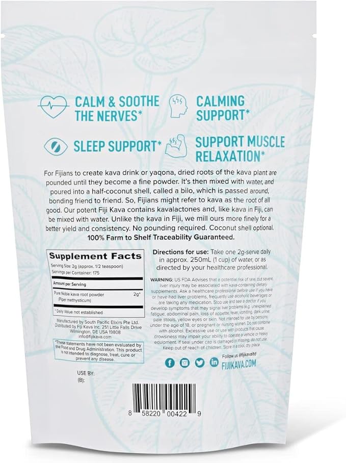 FijiKava Instant Kava Kava Powder 250g – Premium Kava Root Powder with High Kavalactone Content – Natural Relaxation Aid for Calmness, Stress Relief, and Sleep Support – Easy-to-Mix