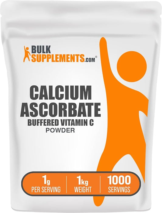 BulkSupplements.com Calcium Ascorbate Powder - Buffered Vitamin C, Calcium Supplement with Vitamin C - Gluten Free, 1g per Serving, 1kg (2.2 lbs) (Pack of 1)