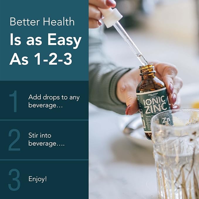 Ionic Liquid Zinc – 8 Month Supply, Adjustable Dosing for Adults – High Absorption, Vegan, Glass Bottle – Supports Immune System, Brain & Thyroid Health – Essential Mineral Supplement (2 oz)