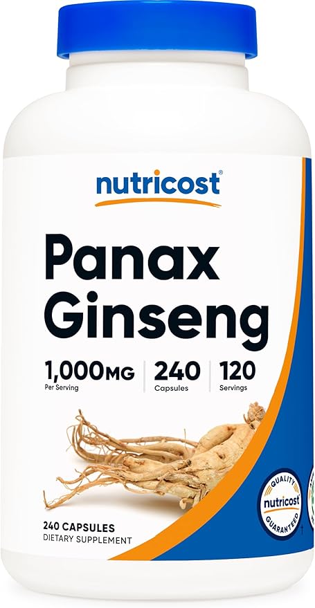 Nutricost Panax Ginseng 1000mg, 240 Capsules - Non GMO, Gluten Free, 120 Servings