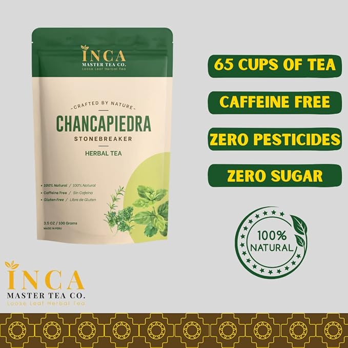 Inca Master Chanca Piedra Stone Breaker - 100% Natural Tea Kidney Stone Dissolver & Gallbladder Cleanse, 100 Grams (3.5 Ounces) for Kidney Stone Support
