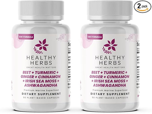 Wildcrafted Sea Moss Capsules | 1950mg BATCG-6 "Heart Complex Advanced Sea Moss Superblend | US-Made, Vegan, Non-GMO, Easy-Swallow (2-Pack)