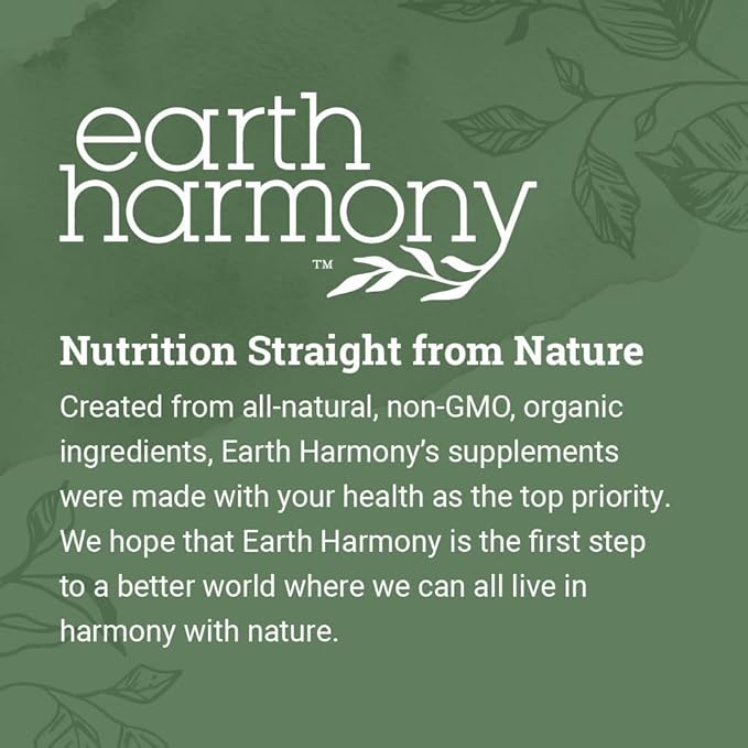 Earth Harmony Organic Turkey Tail Mushroom Capsules (1200mg Pure Extract) - Superfood Mushroom Supplement Helps Support Brain Health - Premium Powder Extract - 120 Capsules (2-Month Supply)