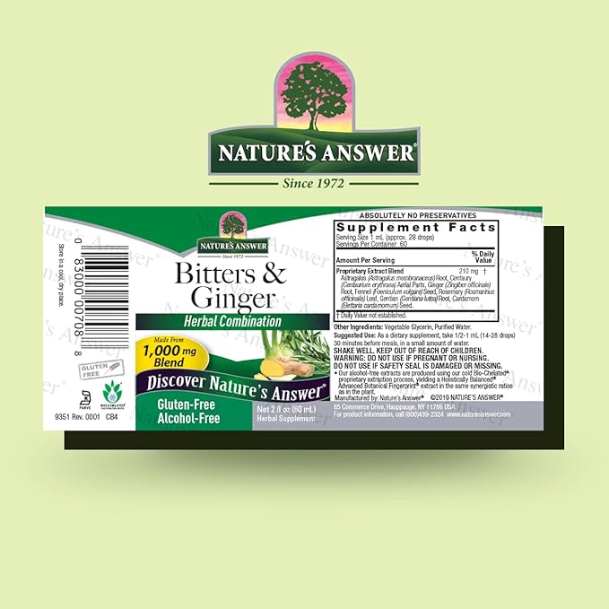 Nature's Answer Alcohol-Free Bitters with Ginger, 2-Fluid Ounces