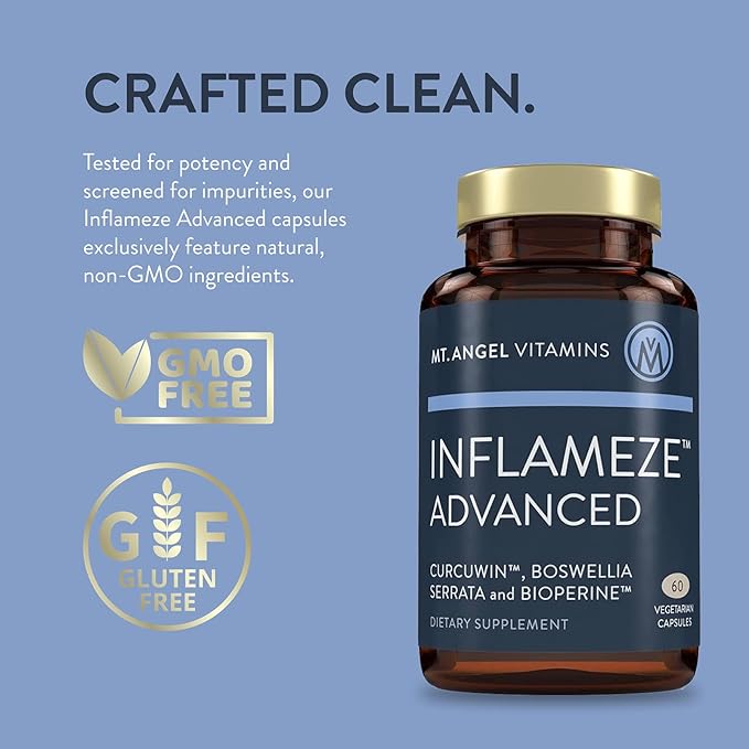 Mt. Angel Vitamins: Inflameze Advanced. Joint Health, Collagen Protection, Turmeric Supplement, 60 Capsules