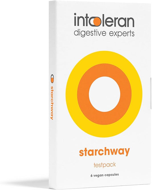 Starchway Digestive Enzymes - testpack 6 capsules | Supplement for Starch & Sucrose Intolerance | Helps Digest Sugars & Starchy Foods | Invertase & Gluco-Amylase Enzymes | Vegan | Low FODMAP