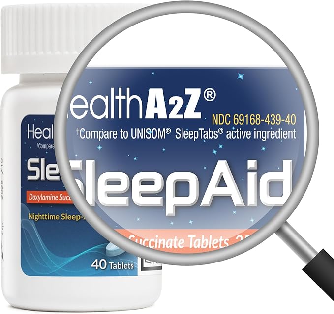 HealthA2Z® Sleep Aid | Doxylamine Succinate 25mg | Non Habit-Forming (40 Counts (Pack of 1))