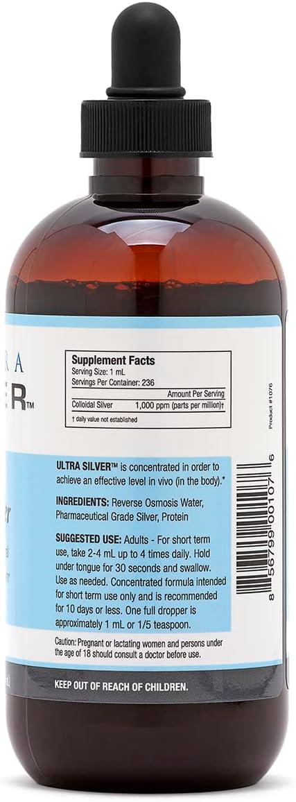 Ultra Silver® Colloidal Silver | 1,000 PPM, 8 Oz (236mL) | Mineral Supplement | True Colloidal Silver - with Dropper