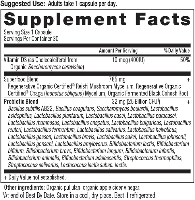 Ancient Nutrition Regenerative Organic Certified Probiotics for Women 50+, Probiotics Women’s 50+ Once Daily, Healthy Digestion and Immune System Support, 25 Billion CFUs* Per Serving, 30 Count