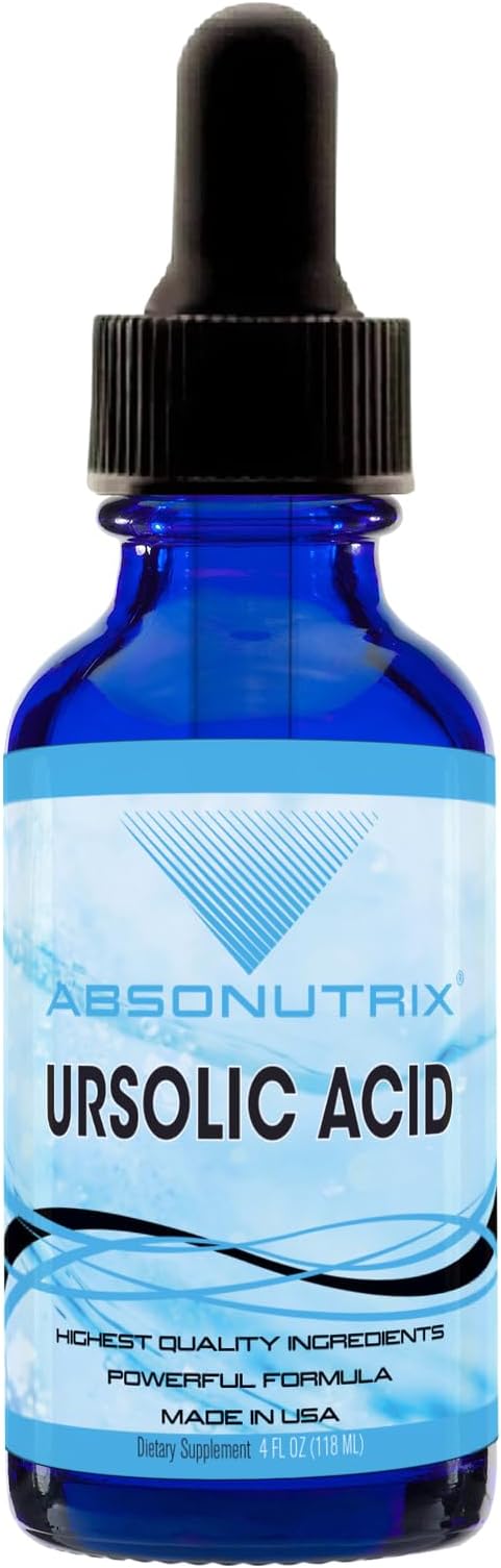 Absonutrix Ursolic Acid 590mg, 4 Fl Oz Bottle, 200 Highly Potent Servings, High Bioavailability, Quick Absorption, Third-Party Tested, GMP-Certified, Non-GMO, Cruelty-Free Products, Made in USA