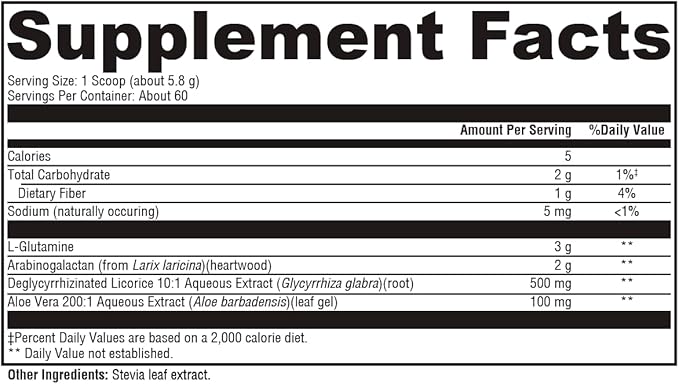 XYMOGEN GlutAloeMine Powder - Supports Gut Health - 3000 mg L Glutamine Powder with DGL Deglycyrrhizinated Licorice, Aloe Vera Extract, Arabinogalactan for GI Health (12.28 oz)