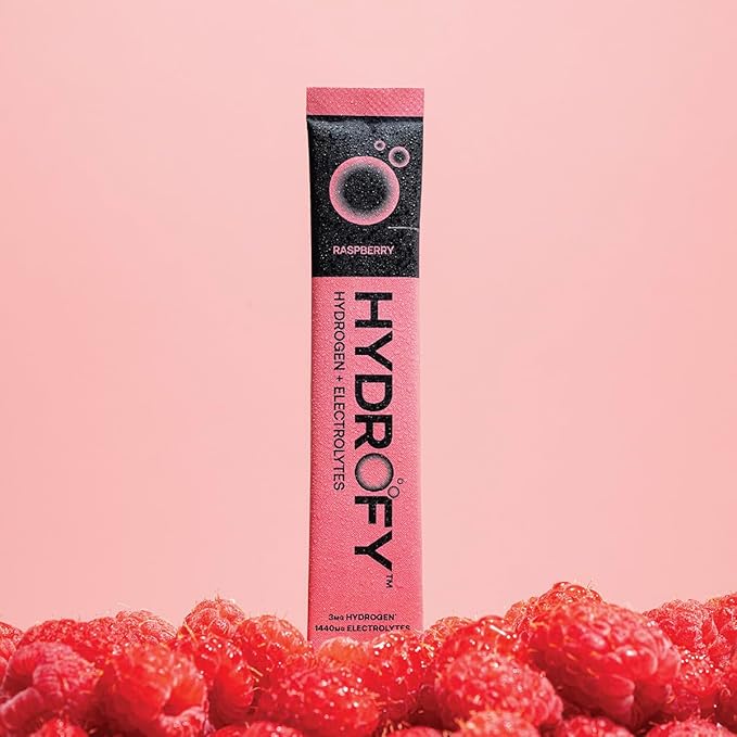Hydrogen Water + Electrolytes Drink Mix | H2 Hydration Packets with Molecular Hydrogen, Sodium, Potassium, Magnesium, Calcium, and Minerals | No Sugar | Raspberry 25 Ct