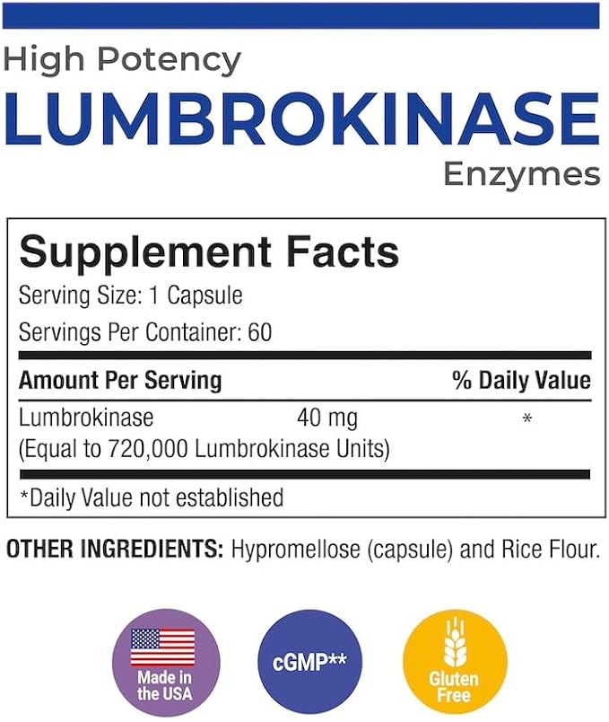 Puregen Labs Lumbrokinase 40mg per Capsule High Potency Supplement | High Activity Lumbrokinase Enzymes | No Harmful Additives | Non-GMO | Gluten Free | Made in USA - Total 120 Vegetarian Capsules
