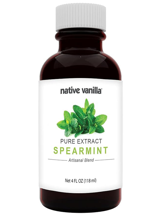 Native Vanilla - Pure Spearmint Extract - 4 Fl Oz - Pure Flavors and Extracts - Perfect for Cooking, Baking, and Dessert Crafting