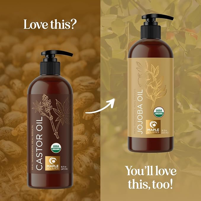 Organic Castor Oil for Hair Skin & Nails - USDA Organic Hexane Free Castor Oil for Skin Face Eyelashes Brows Stomach and Full Body Detox - Extra Virgin Non-GMO Vegan & Cruelty Free (16 Fl Oz)