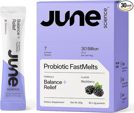 Balance + Relief | Fast Melt Pre + Probiotic for Mood & Stress - BlackBerry Flavor, 30 Powder Sachets