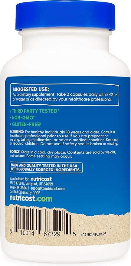 Nutricost Saw Palmetto 1000mg, 120 Capsules - CCOF Certified Made with Organic Saw Palmetto, Vegetarian Friendly, 60 Servings, 500mg Per Capsule, Gluten Free