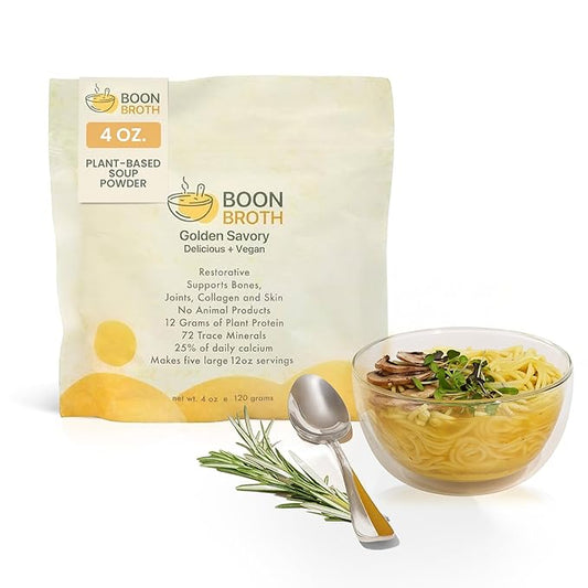 Boon Broth - Savory Plant-Based Soup Powder with 72 Trace Minerals - Supports Bones, Joints, & Skin - High-Calcium Vegan Broth for Sipping, Fasting & Gut Health - 4 oz