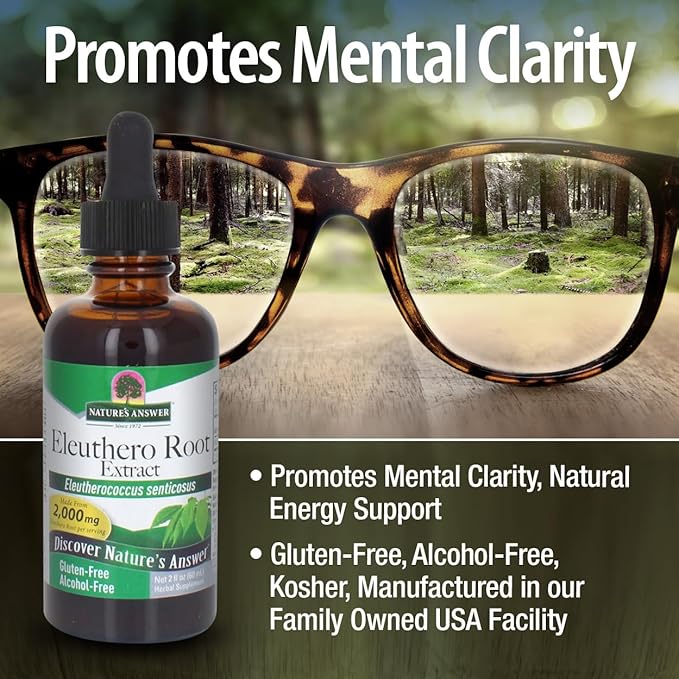 Nature's Answer Alcohol-Free Eleuthero Root, 2-Fluid Ounces | Vegan | No Preservatives Gluten Free Eleuthero Extract