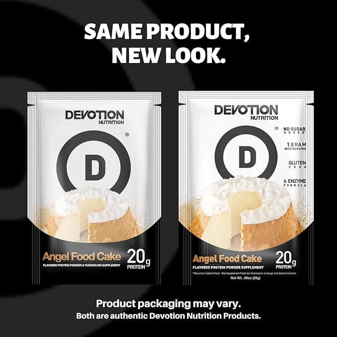 Devotion Nutrition Protein Powder Blend | Gluten Free, Keto Friendly, No Added Sugars | 1g MCT | 20g Whey & Micellar Protein | 12 Single Serving Packets (Buttery Blend)