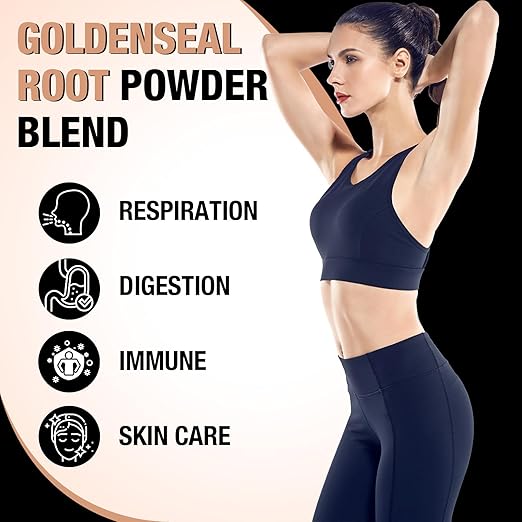 Wildcrafted Goldenseal Root Powder Supplement – 1000mg Organic Goldenseal Herbal Blend with Echinacea – Respiratory, Immune, Digestion & Skin Support – Gluten-Free – 60 Servings