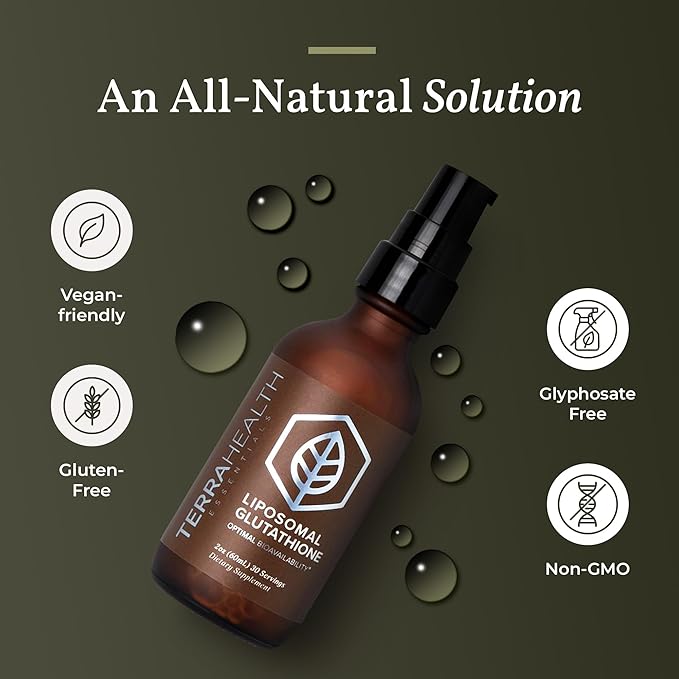 Terra Health Essentials - Liposomal Glutathione - Supports Immunity, Skin, Hair, and Healthy Aging - Maximum Absorption Glutathione Supplements - 30 Day Supply