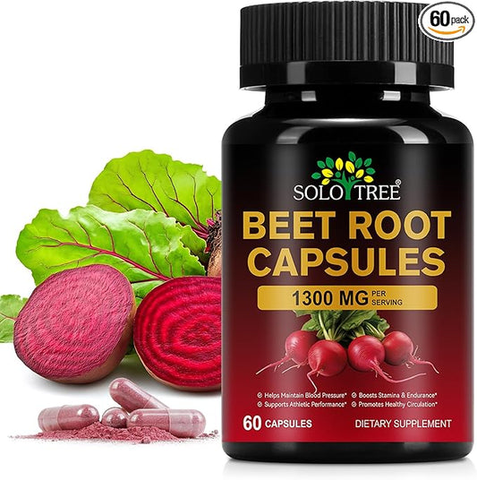 Beet Root Capsules for Natural Energy & Endurance Support,1300mg Beetroot Powder,Beet Supplement to Support Circulation and Blood Flow- 60 Capsules,30-Day Supply