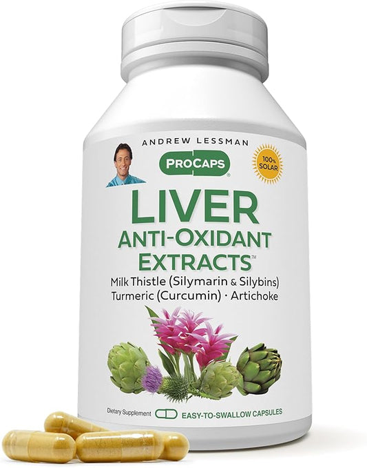 ANDREW LESSMAN Liver Anti-Oxidant Extracts 180 Capsules - Supports The Hard-Working Tissues of The Liver, Promotes Optimum Liver Health and Function. Milk Thistle, Turmeric and Artichoke Extracts