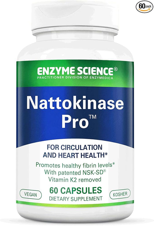 Nattokinase Pro with NSK-SD - Organic Supplement - Best enzymes for Cardiovascular and Circulatory Support - Vegan and Kosher - 60 Capsules