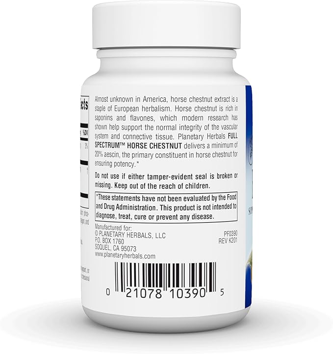 Planetary Herbals Full Spectrum Horse Chestnut Tablets, White Bottle 60 Count (Pack of 1)