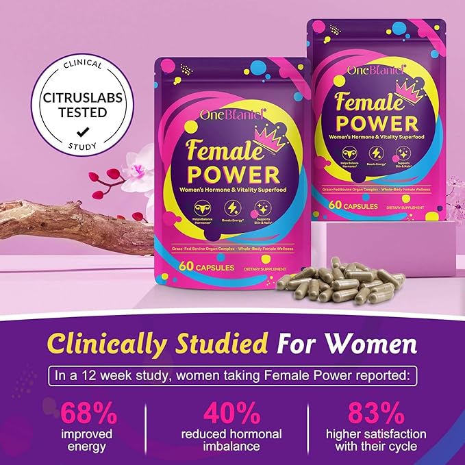Beef Organ Supplement for Women, Natural Grass Fed Beef Liver Capsules,Supports Feminine Hormone Balance, Menstruation, Immunity, Skin, B12, Energy & Wellness