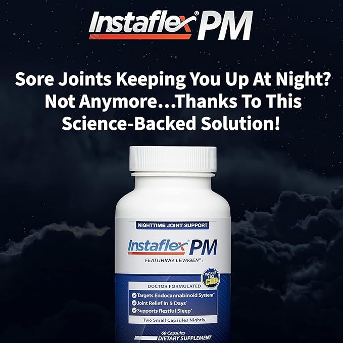 Instaflex PM Nighttime Joint Support with Levagen, Tamaflex, GABA, Ashwagandha, Passionflower Extract, Mobility, Sleep Support -120 Capules