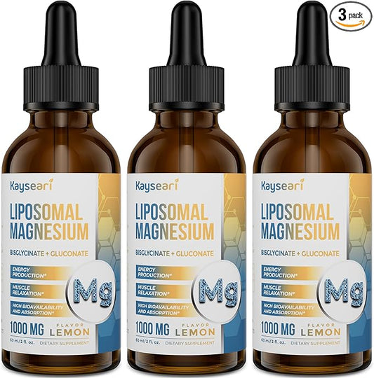 High Strength Liposomal Magnesium Drops, Easily Absorbed Chelated Forms of Magnesium Bisglycinate and Magnesium Gluconate, Supports - Sleep Aid, Stress, Mood, Gut - 60ML Lemon Flavored Liquid Drops