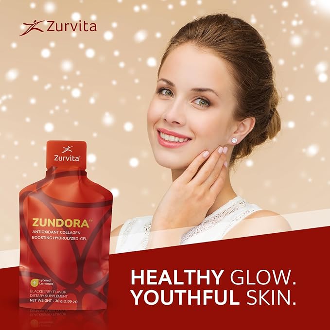 Zurvita - Zundora Collagen - Hydrolyzed-Gel for Healthy Hair, Skin & Nails - Beauty Boost with Verisol - BlackBerry Flavor - Travel Size - 30 Servings