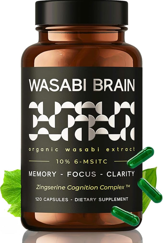 Organic Wasabi Extract + Zingserine Cognition (2 Month Supply) The Most Targeted Memory Supplement - Superior Clinical Evidence to Vinpocetine, Apoaequorin, Nuriva, Prevegen & Ginkgo