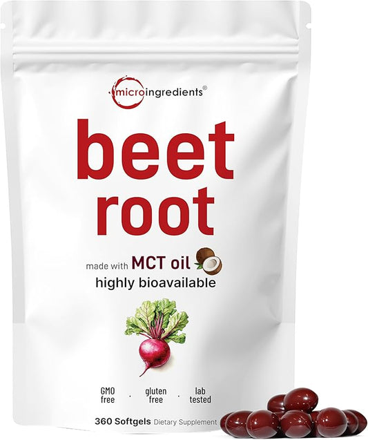 Beet Root 9,000mg Equivalent | 360 Softgels with MCT Oil | Highly Bioavailable | Max Strength | Super Beets Supplements | Fresh Beetroot Extract | Nitric Oxide, Blood Pressure, & Heart Health Support
