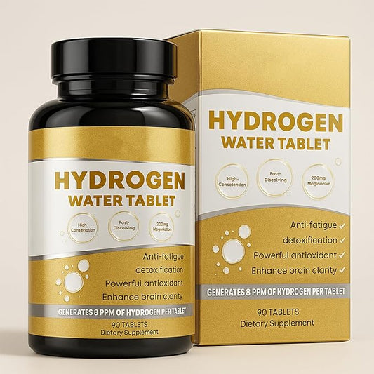 Hydrogen Tablets for Drinking Water, H2 Tabs, Brain Health & Cognitive Support, Colorless, Odorless, Slightly Sweet Taste, Dissolves Within 3 Minutes 90 Count (1)