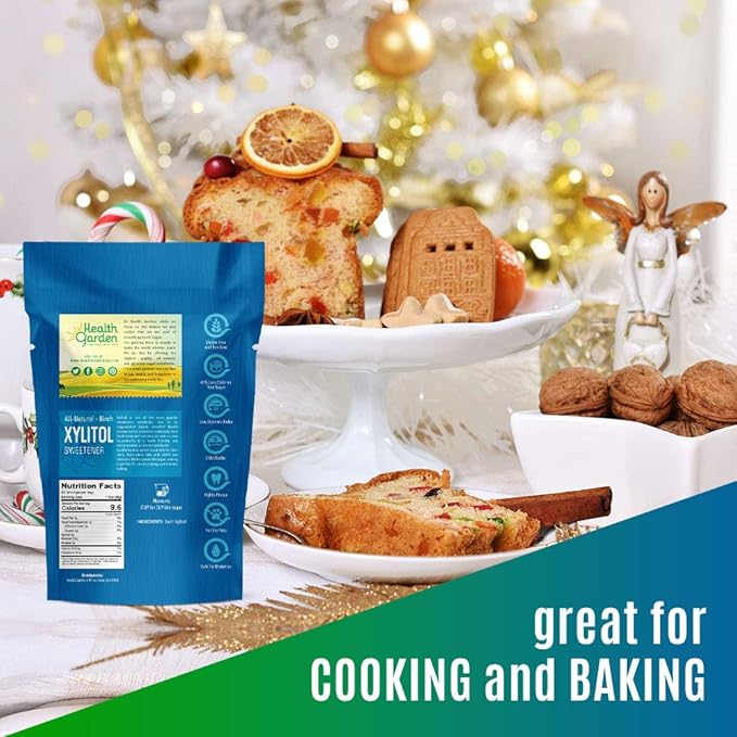 Health Garden Birch Xylitol Sweetener - 1 LB x 2 Resealable Bag - Pure Birch Xylitol - Non GMO, Kosher, and Made in the U.S.A. - Ideal Powdered Sugar Substitute - Non-GMO Sugar Alternative
